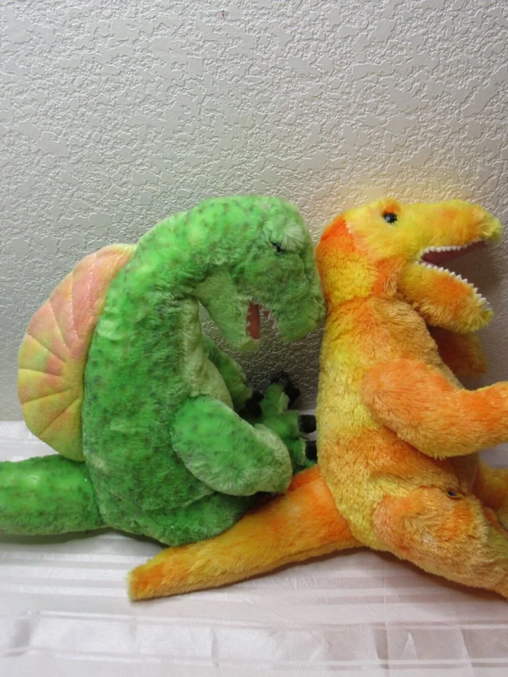 Build-A-Bear Workshop Dinosaur Plush Toy Set of 2 Green T-Rex & Orange Raptor